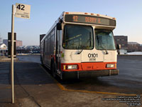 Mississauga Transit 0101 - 2001 Orion VII - Central Parkway Garage - First production Orion VII - Burned and rebuilt