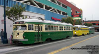 San Francisco Muni 1015 Illinois Terminal livery PCC streetcar built in 1948 - F Market & Wharves line