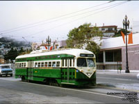 San Francisco Muni 1062 Louisville Street Railway livery PCC streetcar built in 1948 -  Ex-Philidelphia Transportation Company 2101 via SEPTA - F Market & Wharves line