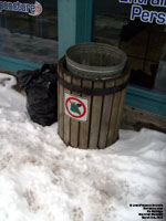 A no garbage trash bin