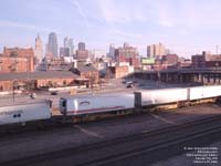 Central Refrigerated Service and ContinentalX trailers moving a BNSF intermodal train in Kansas City