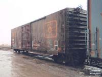Ex-MEC boxcar converted for woodchip service on Quebec Central