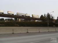 Overhead intermodal consist in Spokane,WA - Yellow, UPS,  ABF, JB Hunt