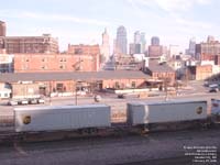 UPS trailers moving a BNSF intermodal train in Kansas City